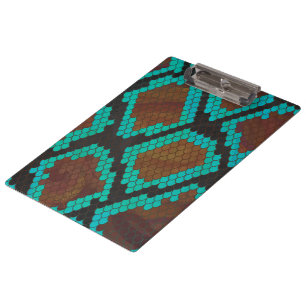 Snake Brown and Teal Print Clipboard