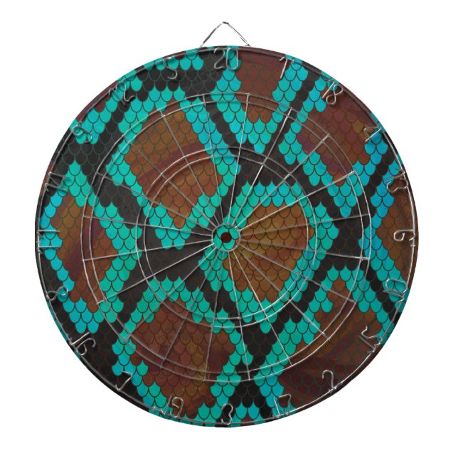 Snake Brown and Teal Print Dart Board (Front)