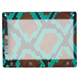 Snake Brown and Teal Print Dry Erase Board With Keychain Holder