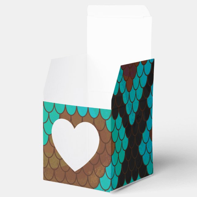 Snake Brown and Teal Print Favor Boxes (Opened)