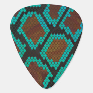 Snake Brown and Teal Print Guitar Pick