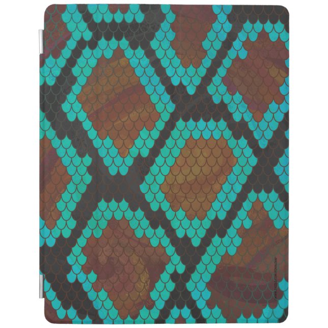 Snake Brown and Teal Print iPad Smart Cover (Front)