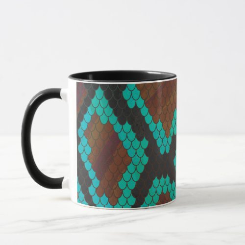 Snake Brown and Teal Print Mug