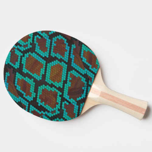 Snake Brown and Teal Print Ping Pong Paddle