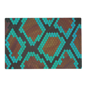 Snake Brown and Teal Print Placemat