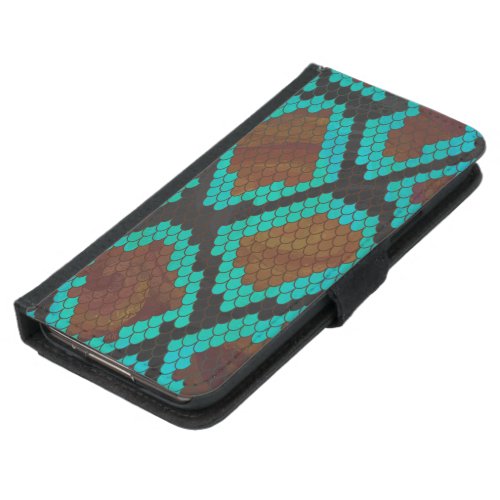 Snake Brown and Teal Print Wallet Phone Case For Samsung Galaxy S5