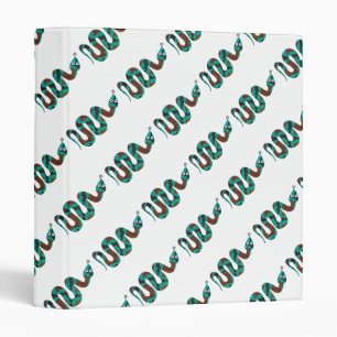 Snake Brown and Teal Print Silhouette 3 Ring Binder