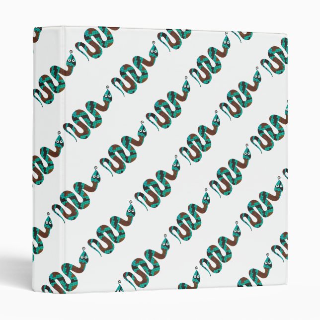 Snake Brown and Teal Print Silhouette 3 Ring Binder (Front/Spine)
