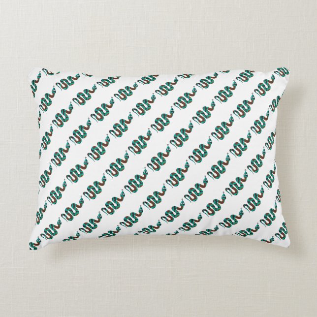 Snake Brown and Teal Print Silhouette Accent Pillow (Front)
