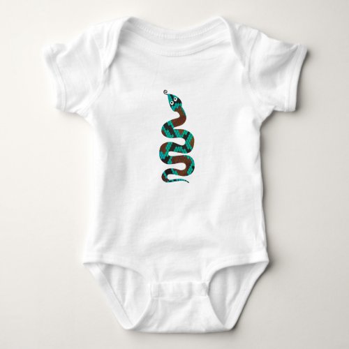 Snake Brown and Teal Print Silhouette Baby Bodysuit