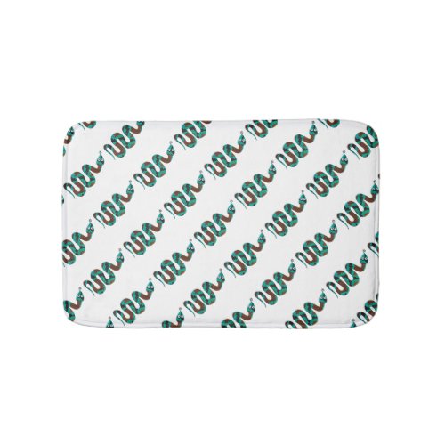 Snake Brown and Teal Print Silhouette Bathroom Mat