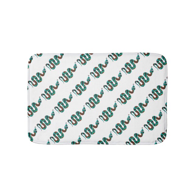 Snake Brown and Teal Print Silhouette Bathroom Mat (Front)