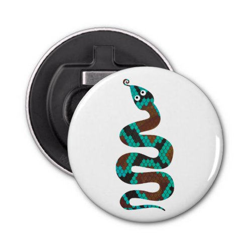 Snake Brown and Teal Print Silhouette Bottle Opener