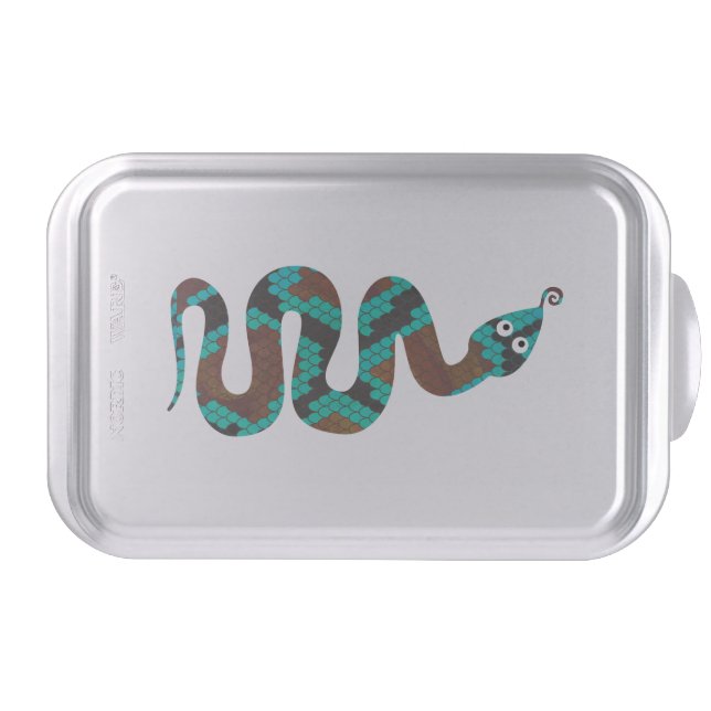Snake Brown and Teal Print Silhouette Cake Pan (Front)