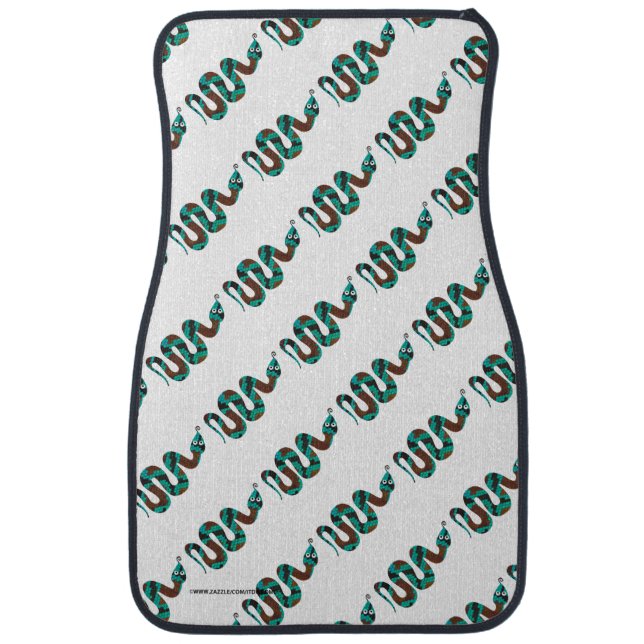 Snake Brown and Teal Print Silhouette Car Floor Mat (Front)