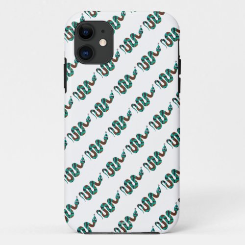 Snake Brown and Teal Print Silhouette iPhone 11 Case