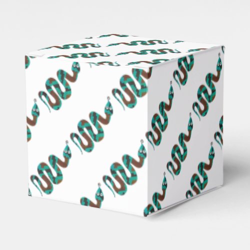 Snake Brown and Teal Print Silhouette Favor Boxes