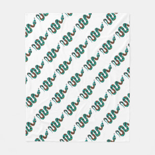 Snake Brown and Teal Print Silhouette Fleece Blanket