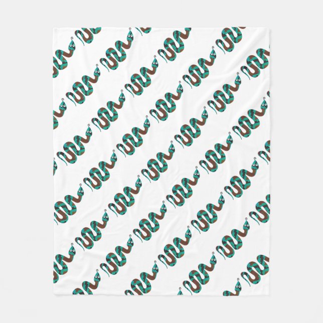 Snake Brown and Teal Print Silhouette Fleece Blanket (Front)