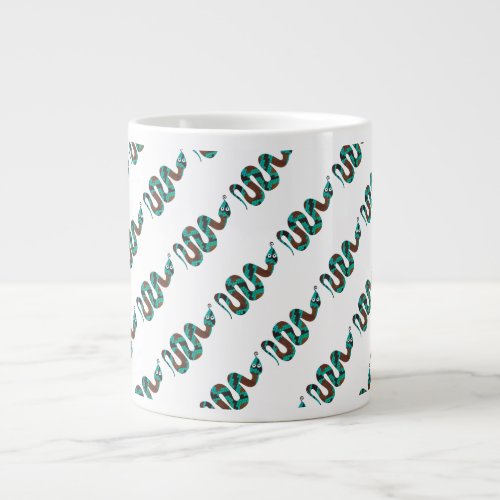 Snake Brown and Teal Print Silhouette Giant Coffee Mug