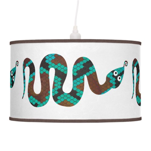 Snake Brown and Teal Print Silhouette Hanging Lamp