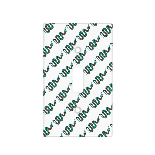 Snake Brown and Teal Print Silhouette Light Switch Cover (Front)