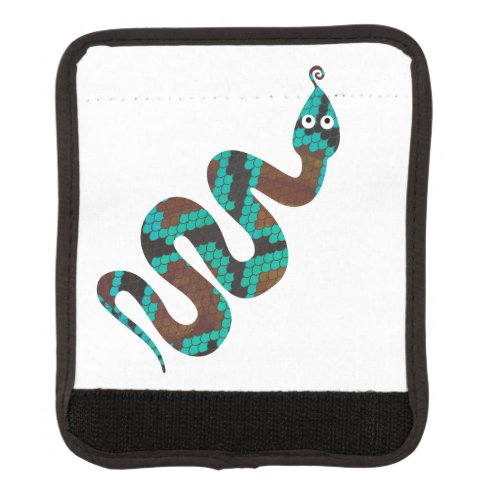 Snake Brown and Teal Print Silhouette Luggage Handle Wrap