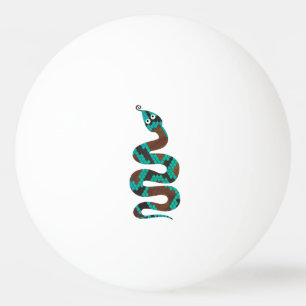 Snake Brown and Teal Print Silhouette Ping-Pong Ball