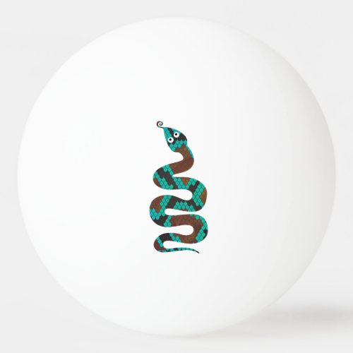 Snake Brown and Teal Print Silhouette Ping_Pong Ball