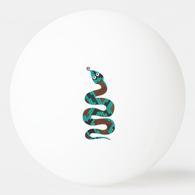 Snake Brown and Teal Print Silhouette Ping-Pong Ball (Back)