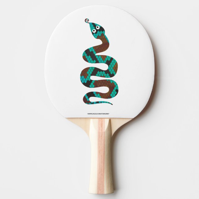 Snake Brown and Teal Print Silhouette Ping-Pong Paddle (Front)