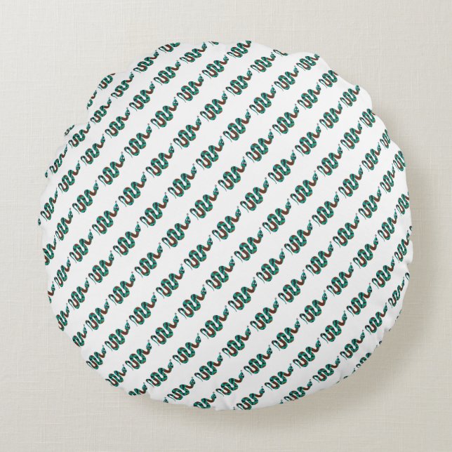 Snake Brown and Teal Print Silhouette Round Pillow (Front)