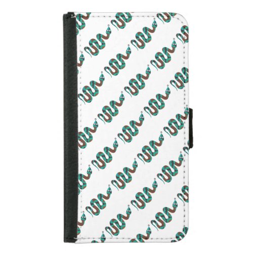 Snake Brown and Teal Print Silhouette Wallet Phone Case For Samsung Galaxy S5