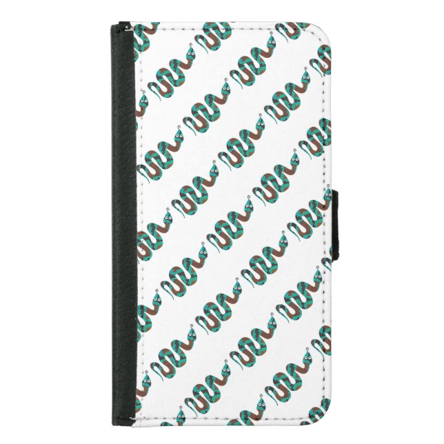 Snake Brown and Teal Print Silhouette Samsung Galaxy Wallet Case (Front)