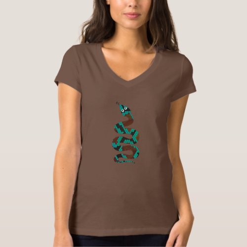 Snake Brown and Teal Print Silhouette T_Shirt