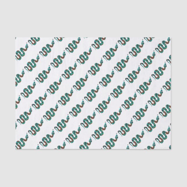 Snake Brown and Teal Print Silhouette Tissue Paper (Front)