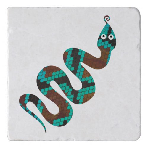 Snake Brown and Teal Print Silhouette Trivet