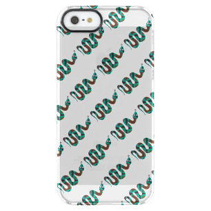 Snake Brown and Teal Print Silhouette Clear iPhone SE/5/5s Case