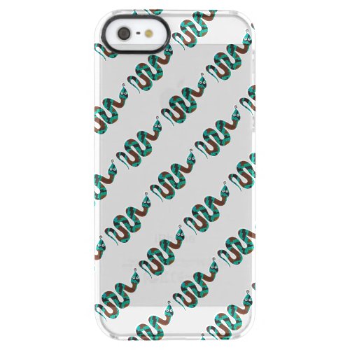 Snake Brown and Teal Print Silhouette Clear iPhone SE55s Case