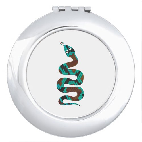 Snake Brown and Teal Print Silhouette Vanity Mirror