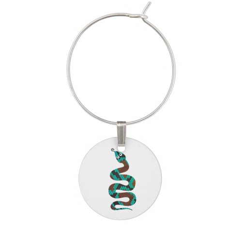 Snake Brown and Teal Print Silhouette Wine Glass Charm