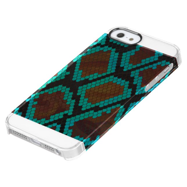 Snake Brown and Teal Print Uncommon iPhone Case (Bottom)