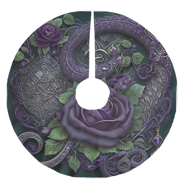 Snake Celtic Knot Purple Wrapping Paper Brushed Polyester Tree Skirt (Front)