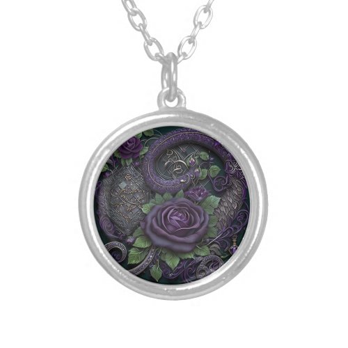 Snake Celtic Knot Purple Wrapping Paper Silver Plated Necklace