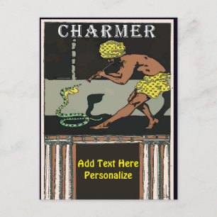 Snake Charmer, add text, Postcard