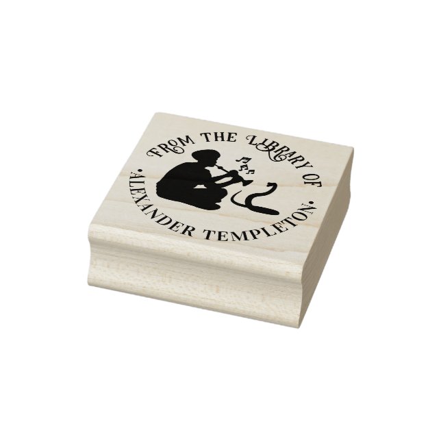 Snake Charmer and Cobra Round Library Book Name Rubber Stamp (Stamp)