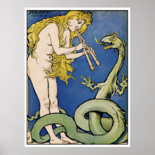 Snake Charmer - Art Nouveau Vintage Art Poster