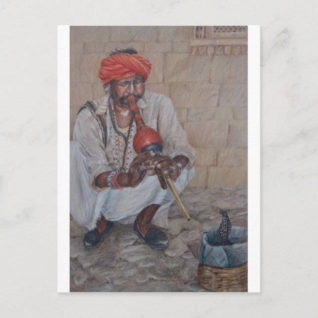 Snake Charmer, Jaipuir Postcard (Front)