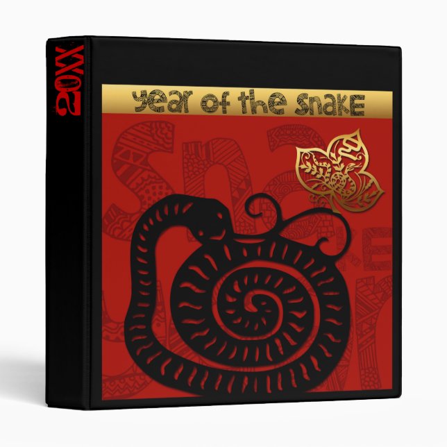 Snake Chinese custom New Year Zodiac Bithday B 3 Ring Binder (Front/Spine)