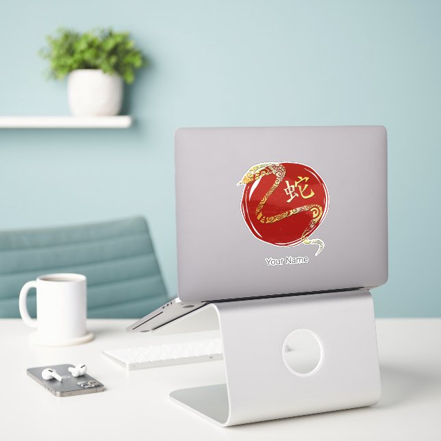 Snake Chinese Zodiac Horoscope Constellation Sign Sticker (Laptop On Desk)